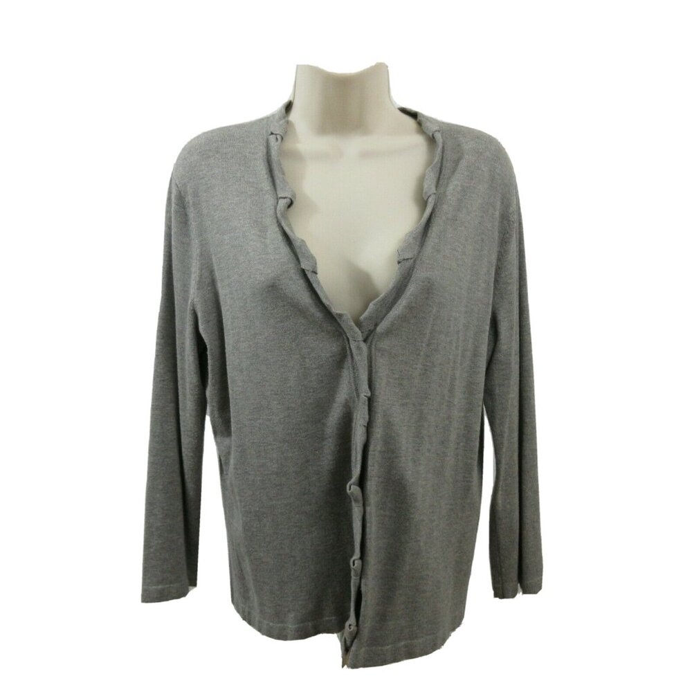 JONES NEW YORK Collection Cardigan Sweater Size Medium Gray Knit Button Front